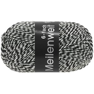 Lana Grossa MEILENWEIT 6-FACH 150g Mouliné/Print/Tweed | 8505-noir/blanc